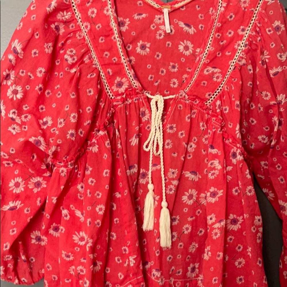 Free People peasant blouse, empire waist floral
